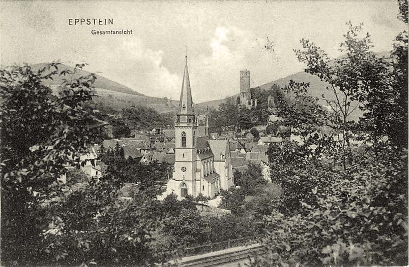 Eppstein. Panorama der Stadt mit Eisenbahn, 1912