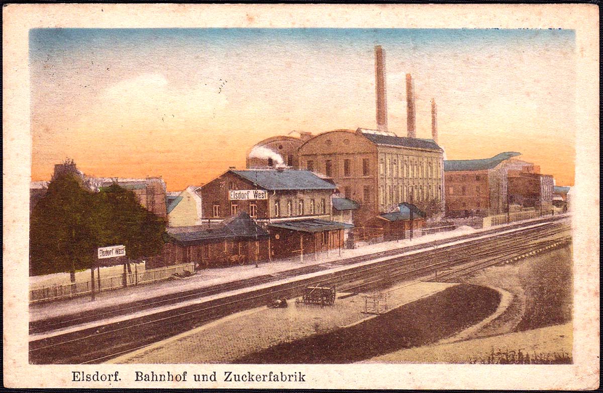 Elsdorf. Bahnhof und Zuckerfabrik