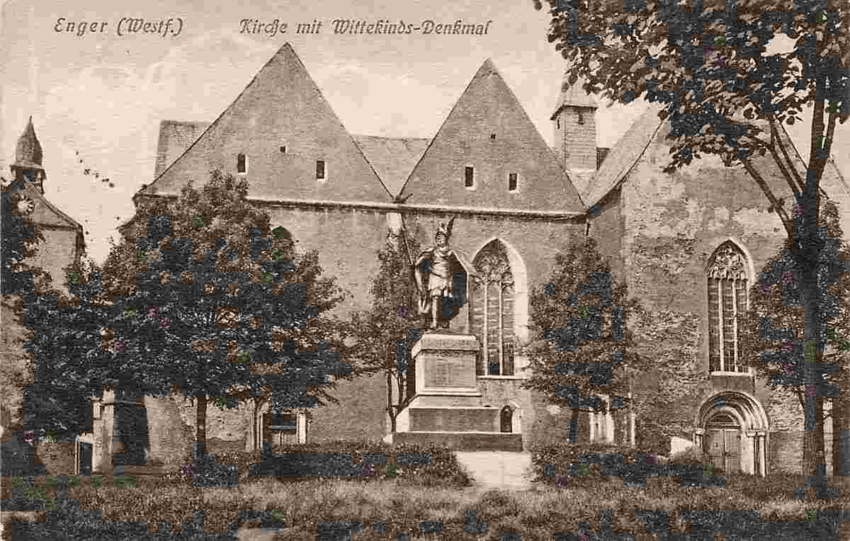 Enger. Kirche mit Wittekinds-Denkmal