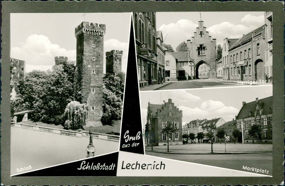 Erftstadt. Lechenich - Schloß, Herriger Tor, Marktplatz, 1961