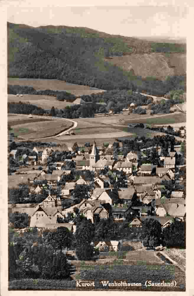 Eslohe (Sauerland). Wenholthausen - Blick auf Ort, 1935