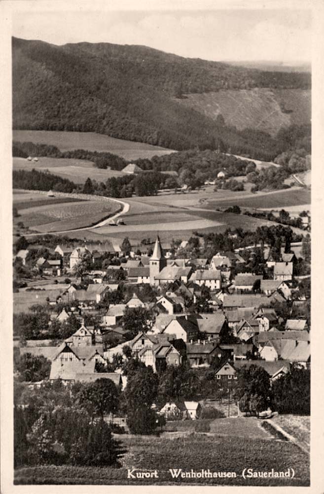 Eslohe (Sauerland). Wenholthausen - Blick auf Ort, 1935