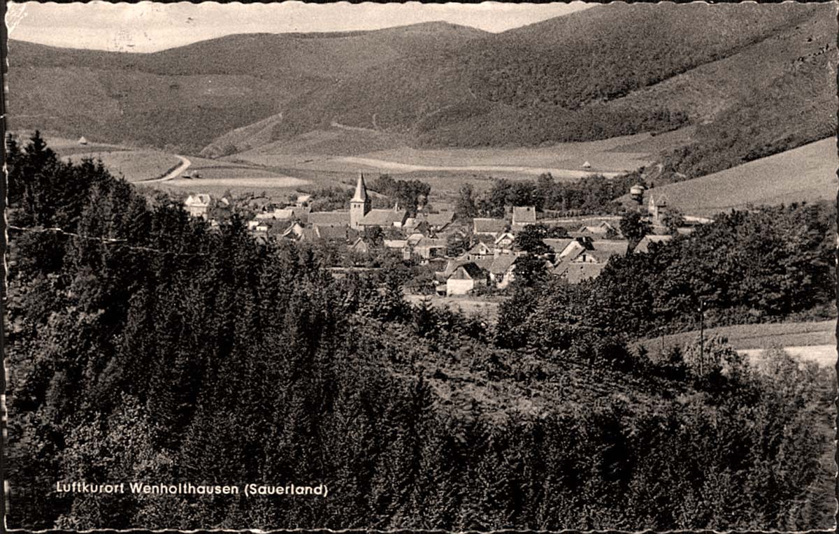 Eslohe (Sauerland). Wenholthausen - Blick auf Ort, um 1960