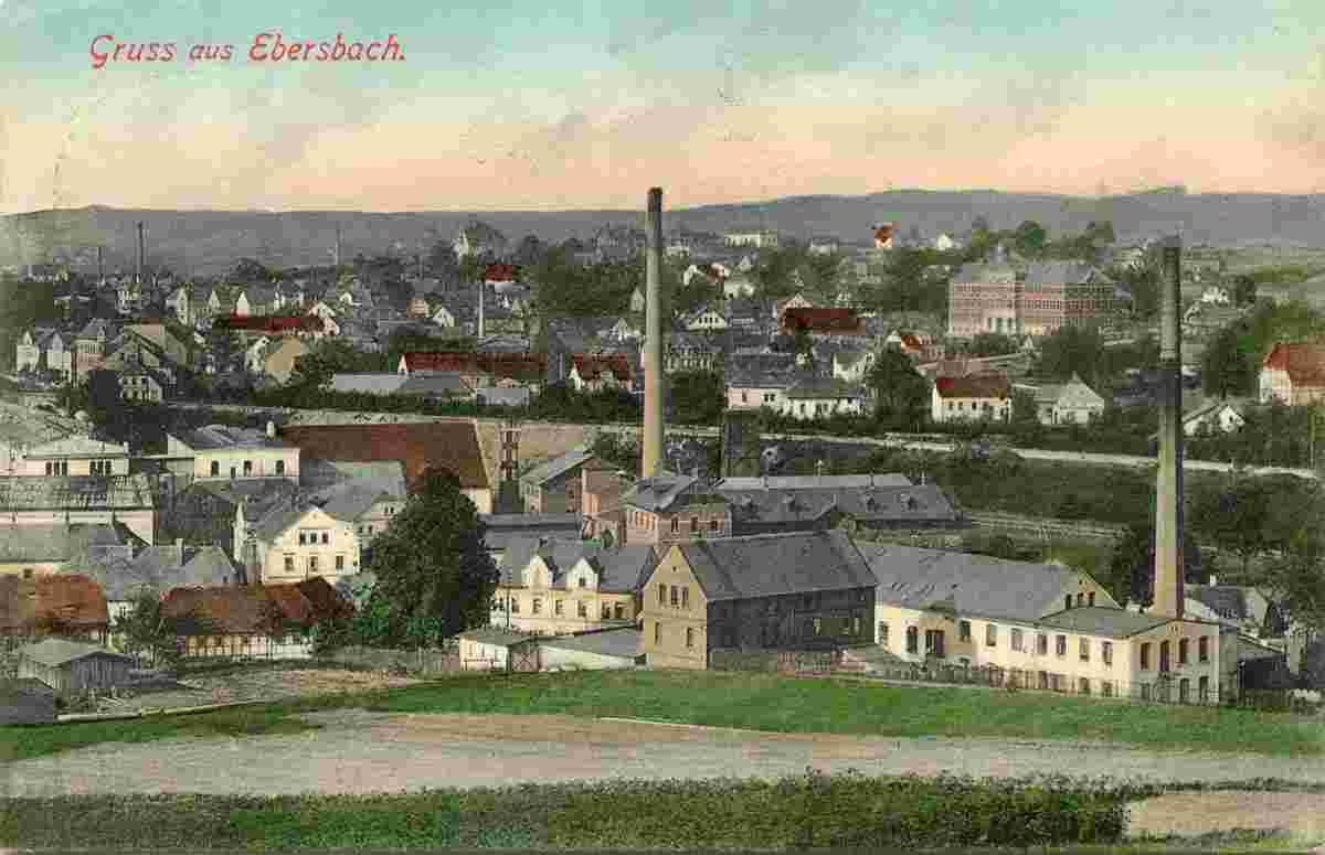 Ebersbach. Panorama der Stadt, 1908