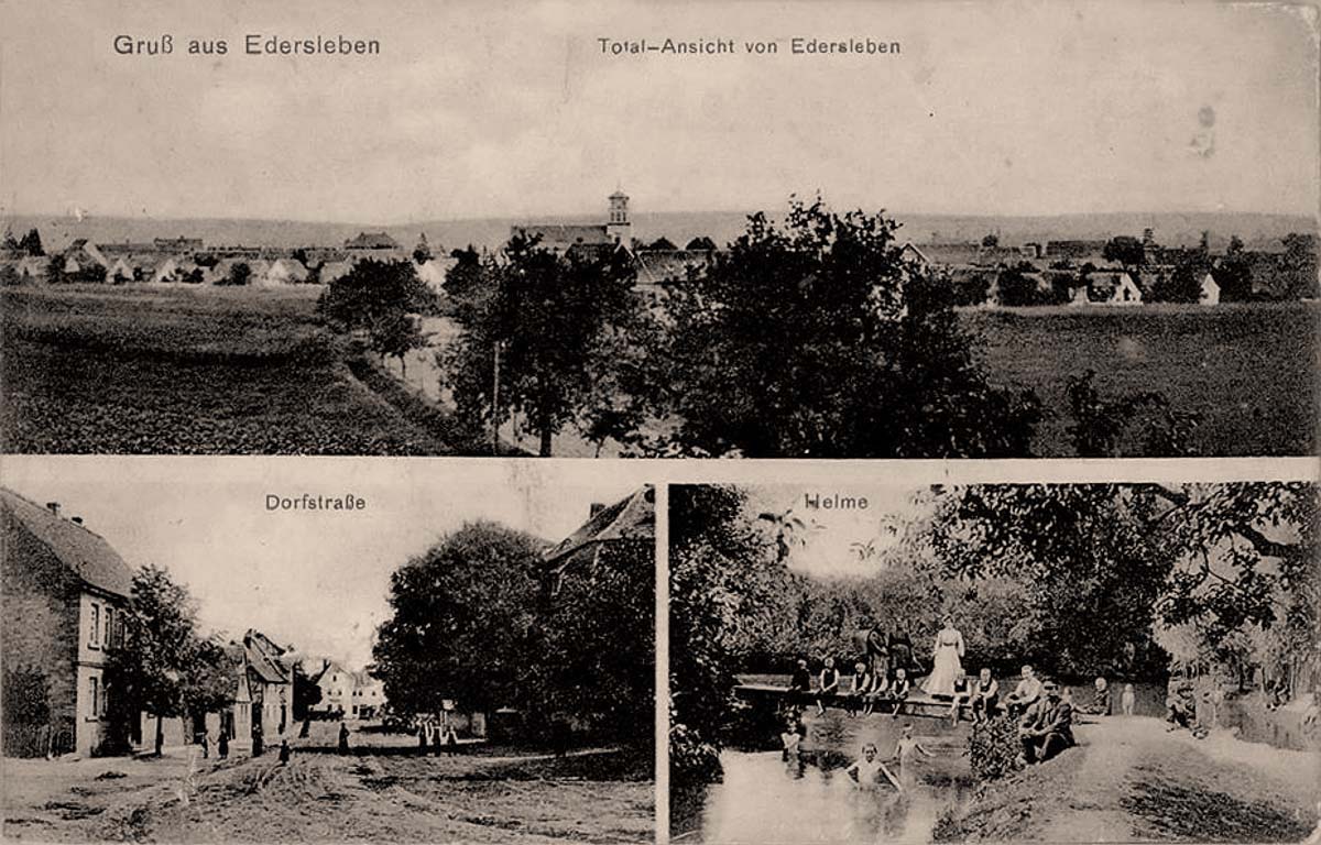 Edersleben. Dorfstraße, Helme, 1913