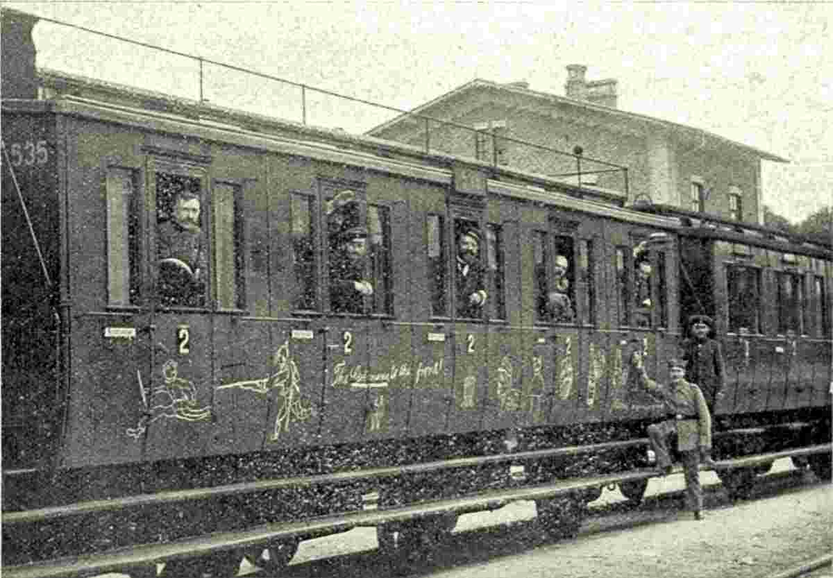 Eutin. Das Offizierskorps der 162er rückt von Eutin ins Kriegslager aus, 1914