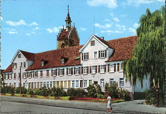 Fellbach. Lutherkirche und Rathaus, 1968