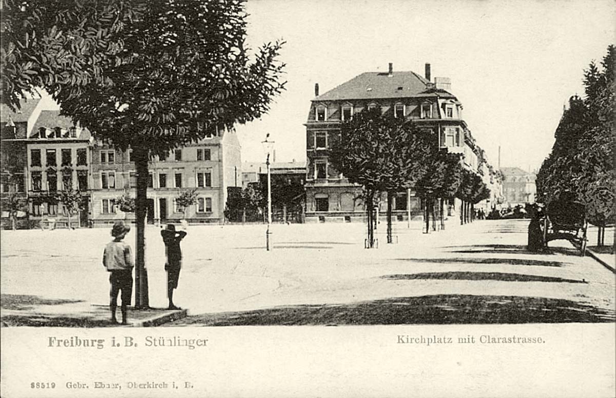Freiburg im Breisgau. Kirchplatz und Klarastraße, um 1900
