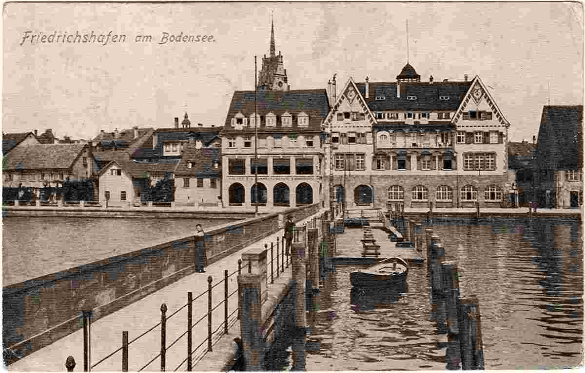 Friedrichshafen. Hafenmole mit Postamt, 1923
