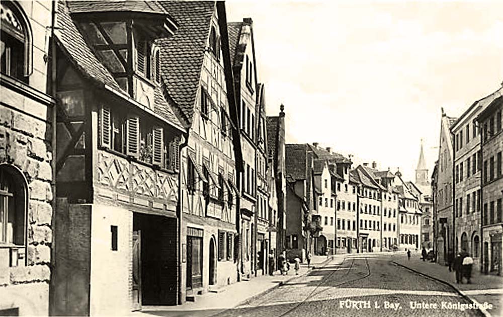 Fürth. Unterer Königstraße und Gasthof zum Lindwurm, 1937