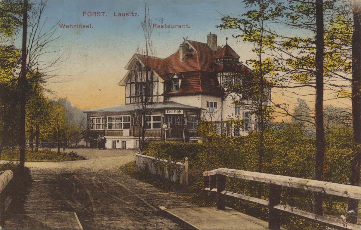 Forst (Lausitz). Wehrinsel, Restaurant, 1923