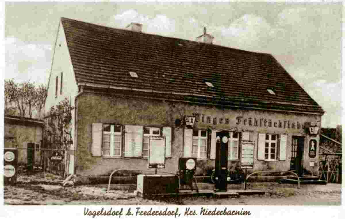 Fredersdorf-Vogelsdorf. Vogelsdorf - Winges Frühstücksstube (wurde 1988 abgerissen)