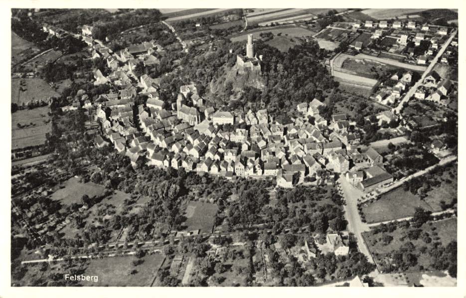 Felsberg. Panorama der Stadt, Luftbild