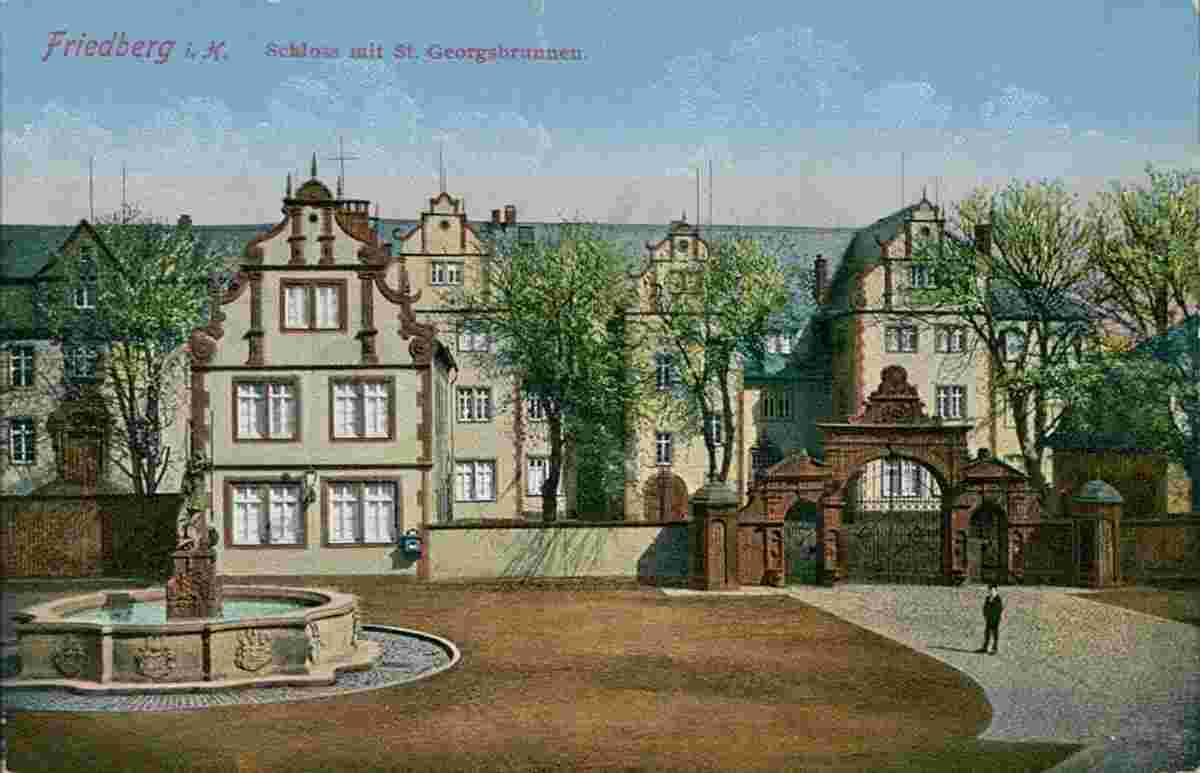Friedberg. Schloß mit St Georgsbrunnen, 1908