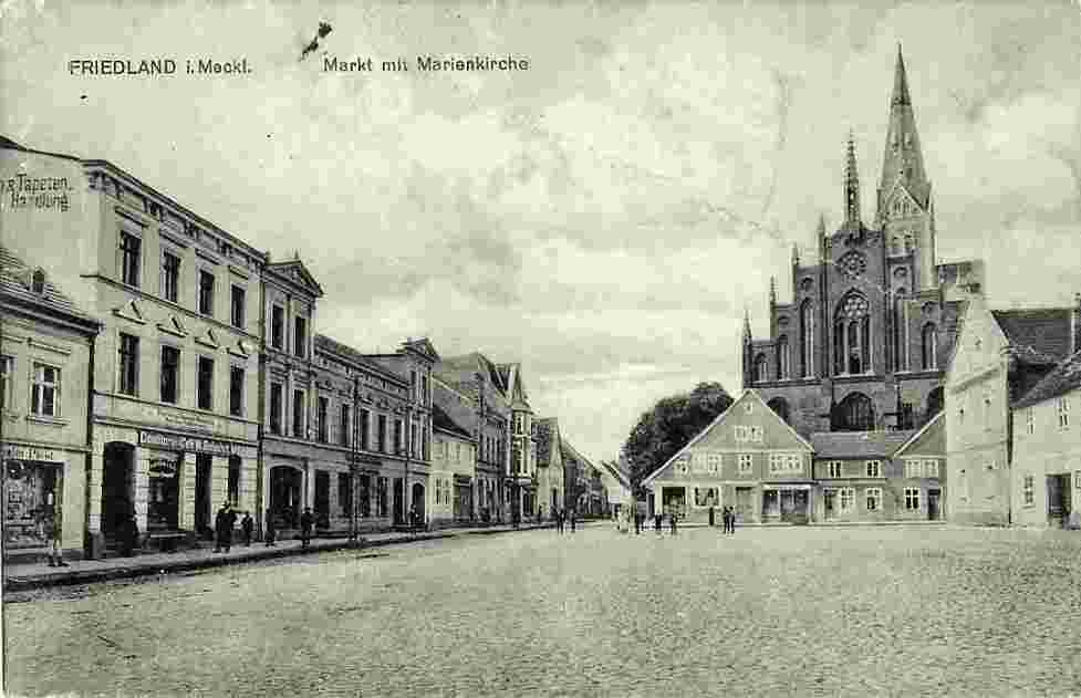 Friedland. Marktplatz mit Marienkirche, 1918