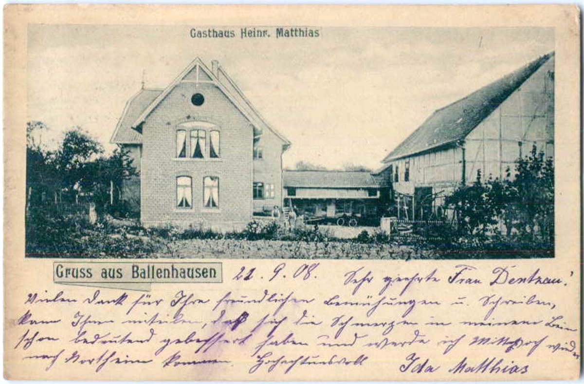 Friedland. Ballenhausen - Gasthaus Heinrich Matthias, 1908