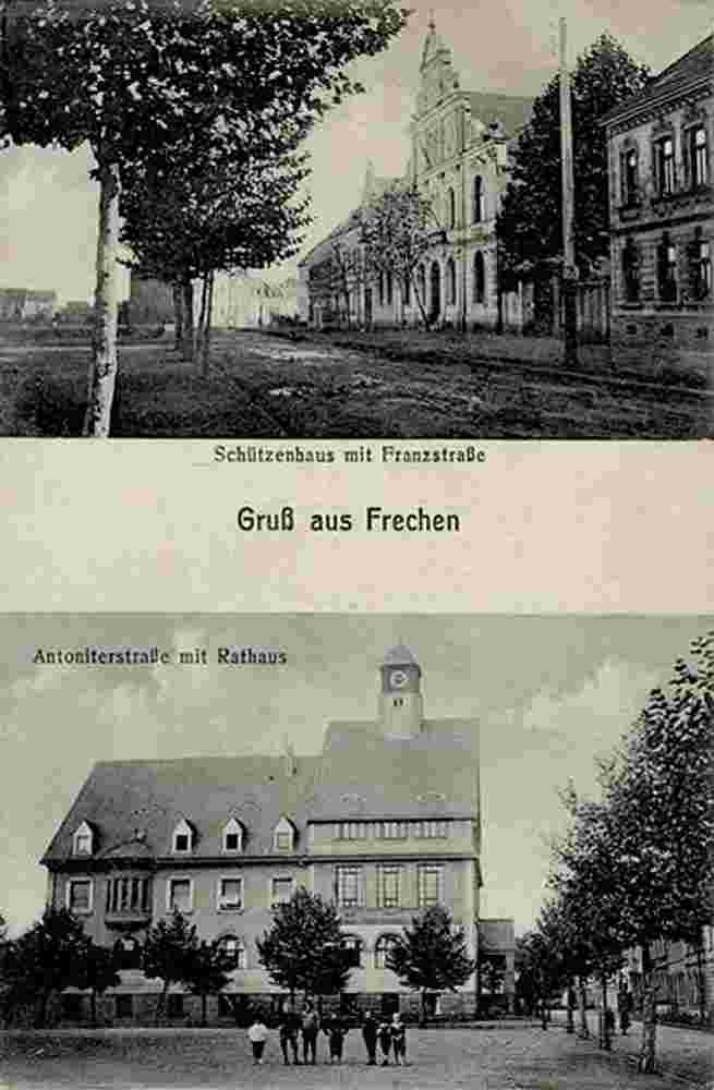 Frechen. Schützenhaus am Franzstraße, Antoniterstraße mit Rathaus