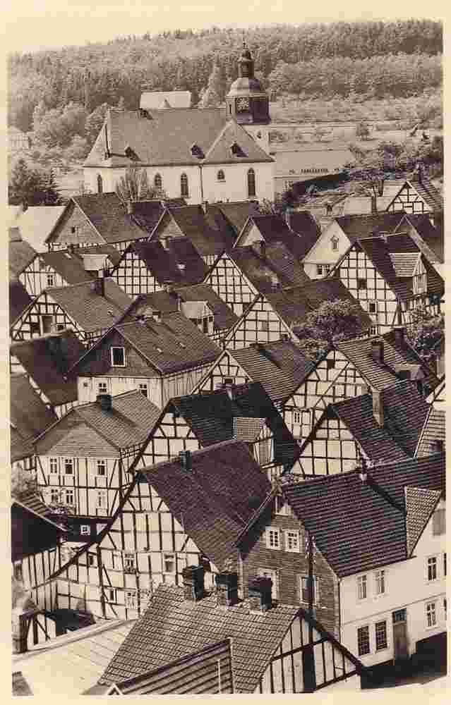 Blick auf Freudenberg mit Kirche, 1958