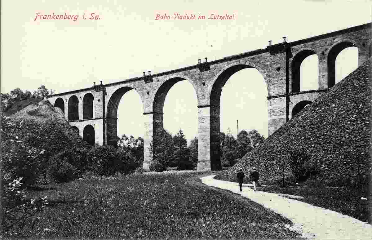 Frankenberg. Bahnviadukt im Lützeltal, 1908