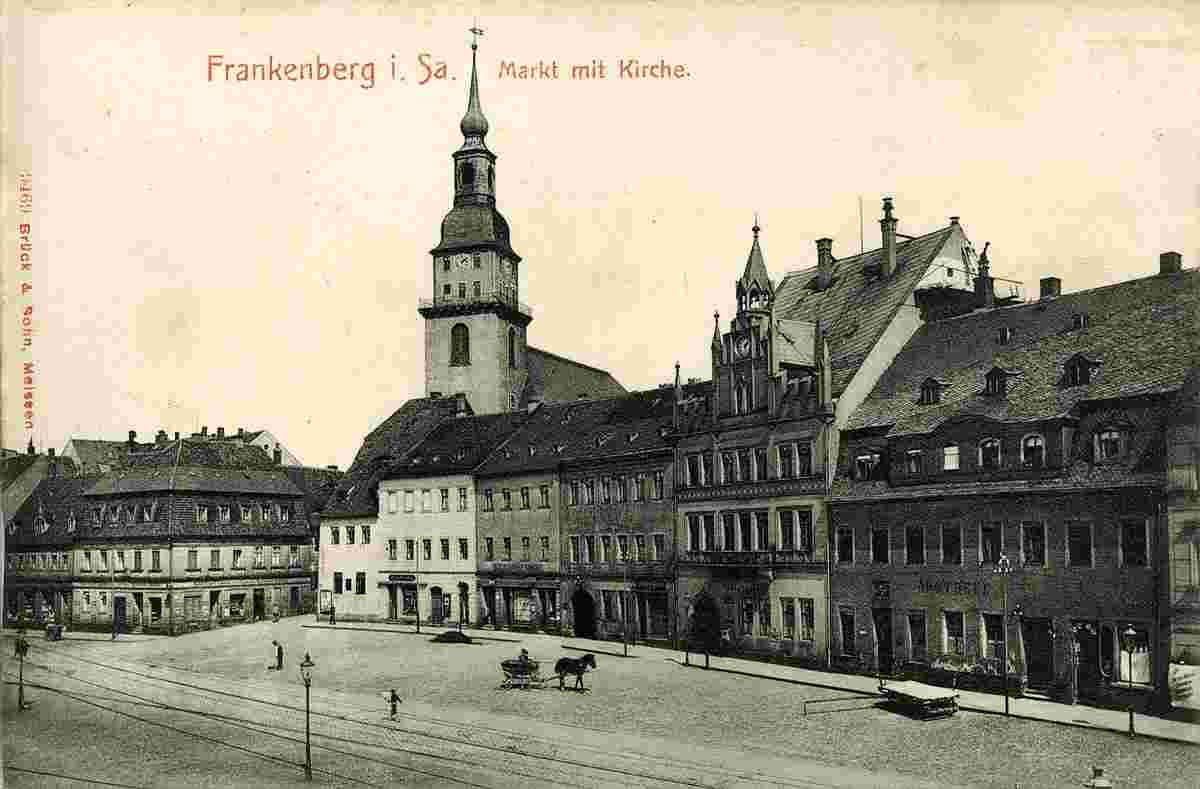 Frankenberg. Marktplatz mit Kirche, 1908