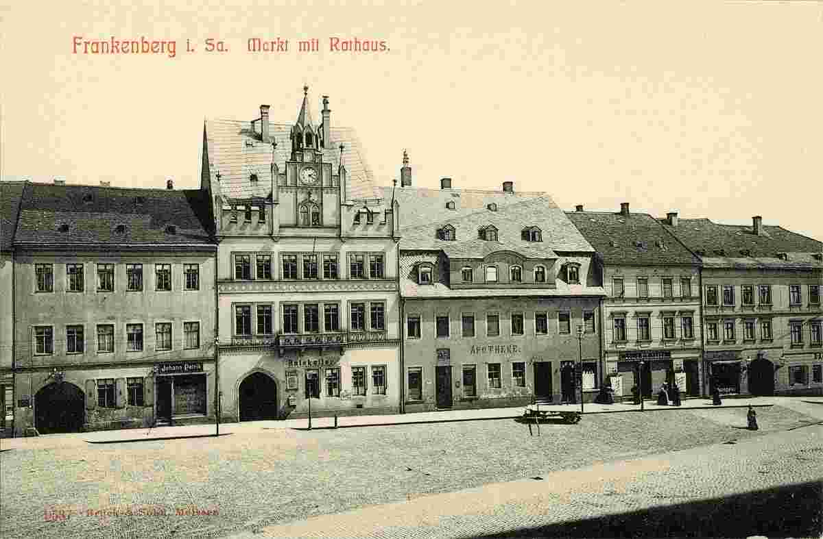 Frankenberg. Marktplatz mit Rathaus, 1908