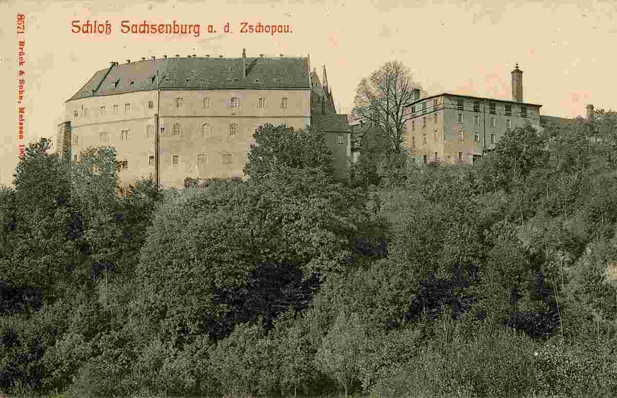 Frankenberg. Schloss Sachsenburg im Zschopautal, 1907