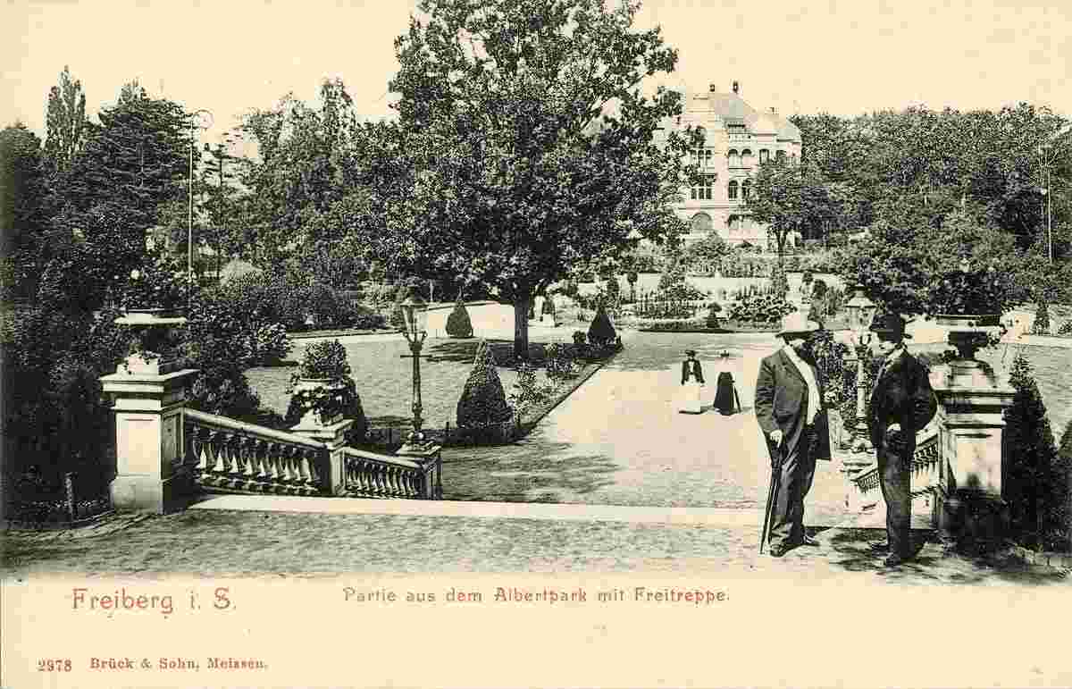 Freiberg. Albertpark mit Freitreppe, 1903
