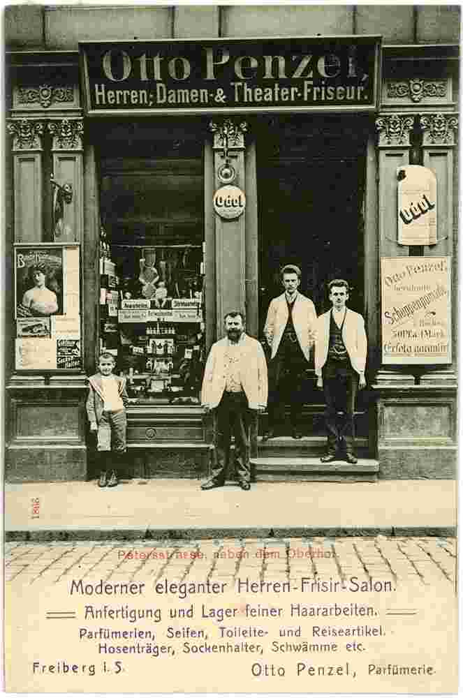 Freiberg. Seifengeschäft Penzel und Friseur, 1903