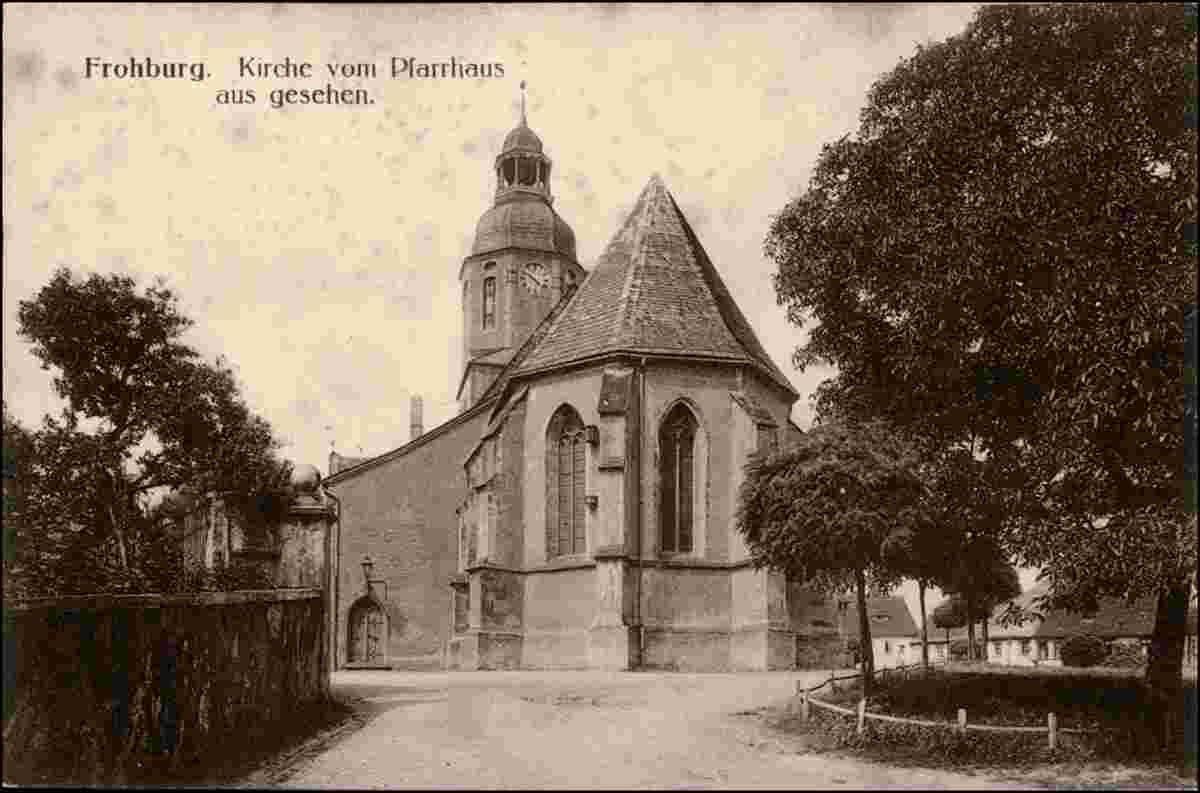 Frohburg. Kirche vom Pfarrhaus, 1914