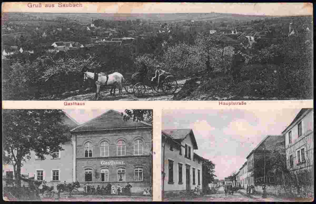 Finneland. Saubach - Gasthaus und Hauptstraße