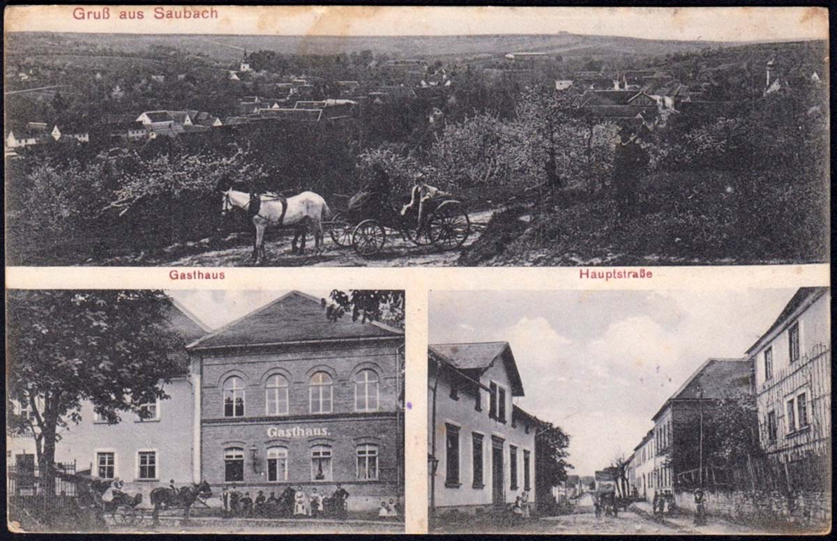 Finneland. Saubach - Gasthaus und Hauptstraße