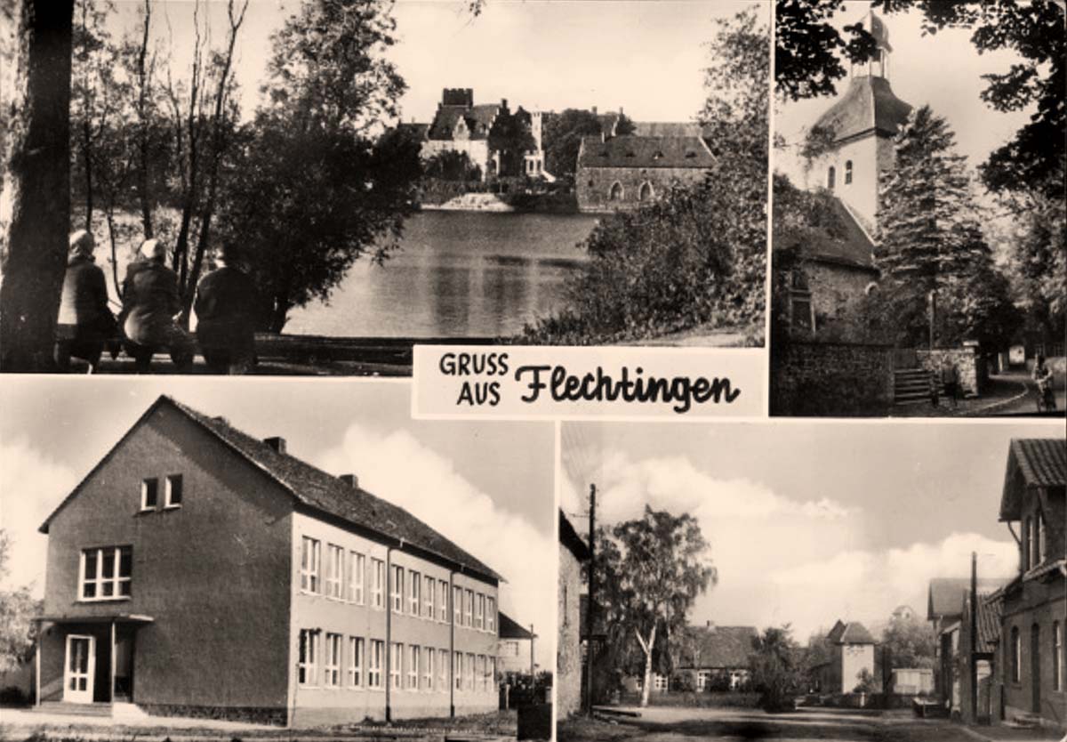 Flechtingen. Panorama, Polytechnische Oberschule, Dorfstraße, 1970