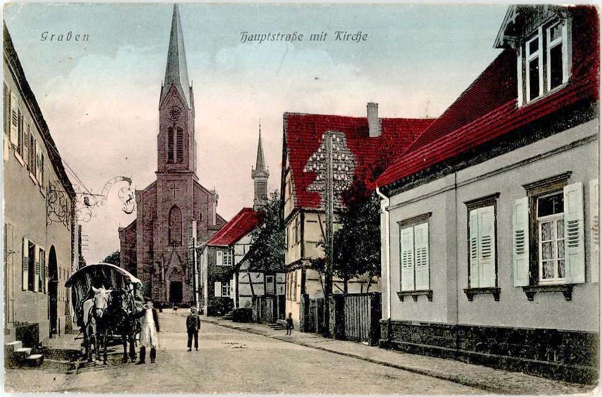 Graben-Neudorf. Graben - Kirche am Hauptstra�e