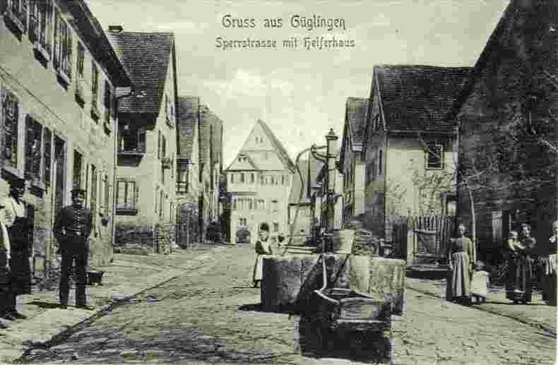 Güglingen. Sperrstraße mit Helferhaus, 1914
