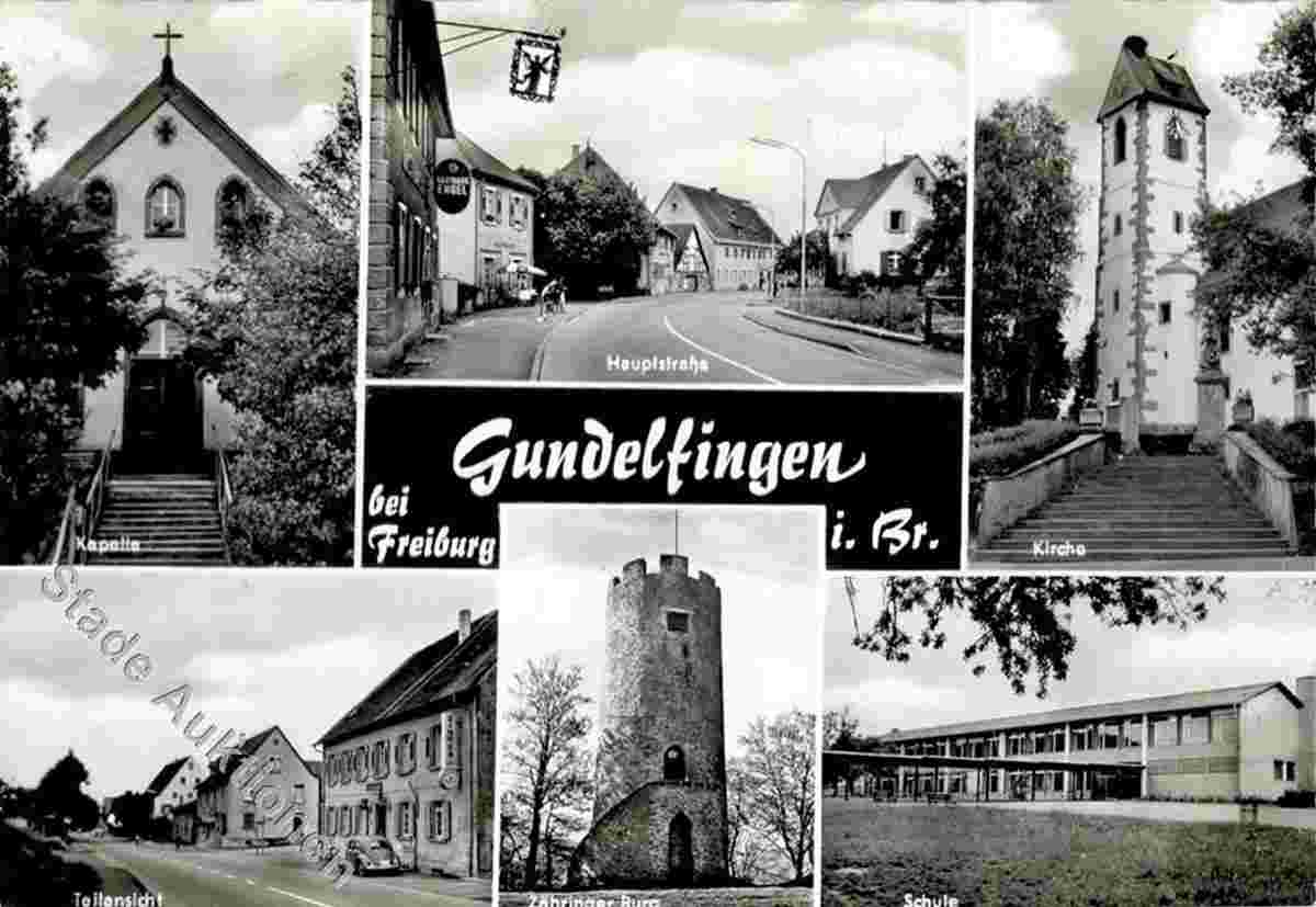 Gundelfingen (Breisgau). Gundelfingen - Kapelle, Hauptstraße, Kirche, Schule