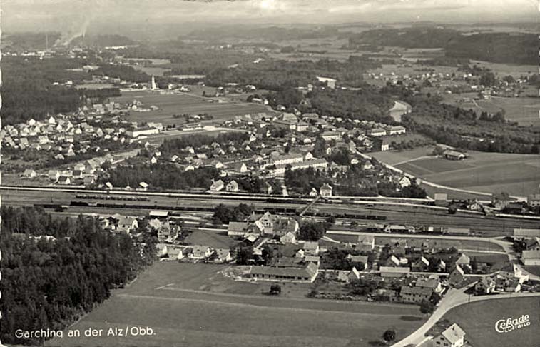 Garching bei München. Panorama der Stadt, 1957