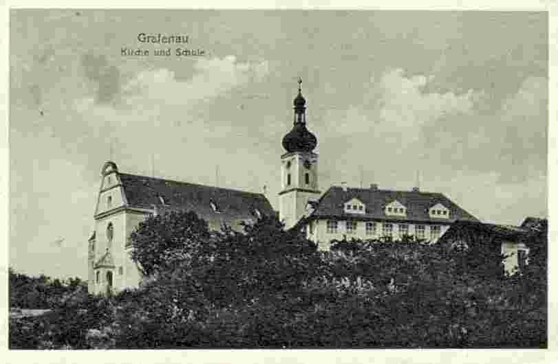 Grafenau. Kirche und Schule, 1919