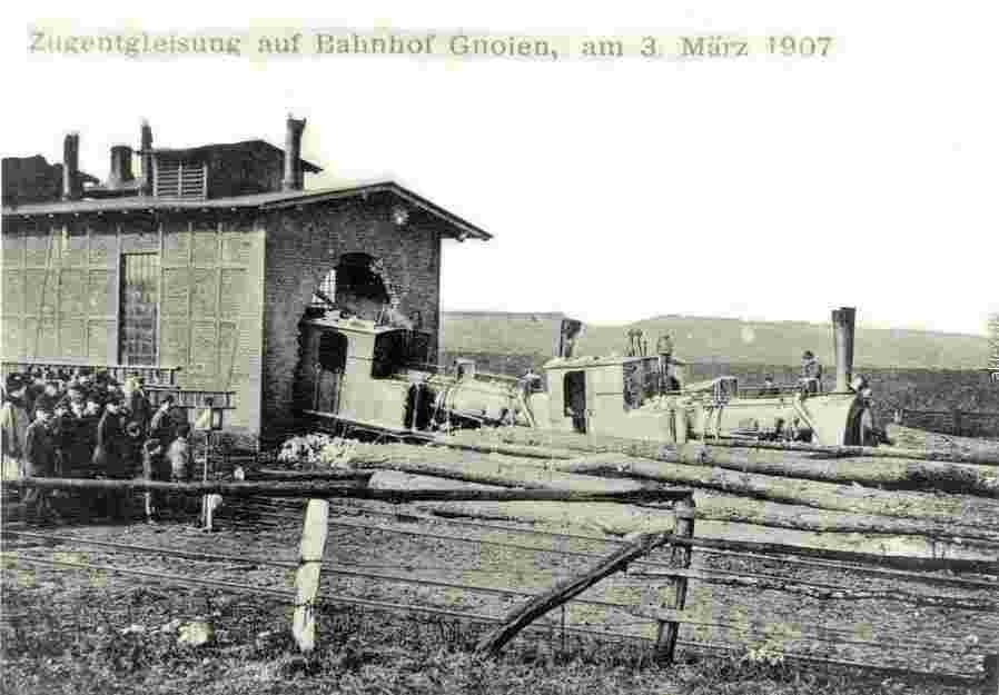 Gnoien. Zugentgleisung auf dem Bahnhof 3. März 1907