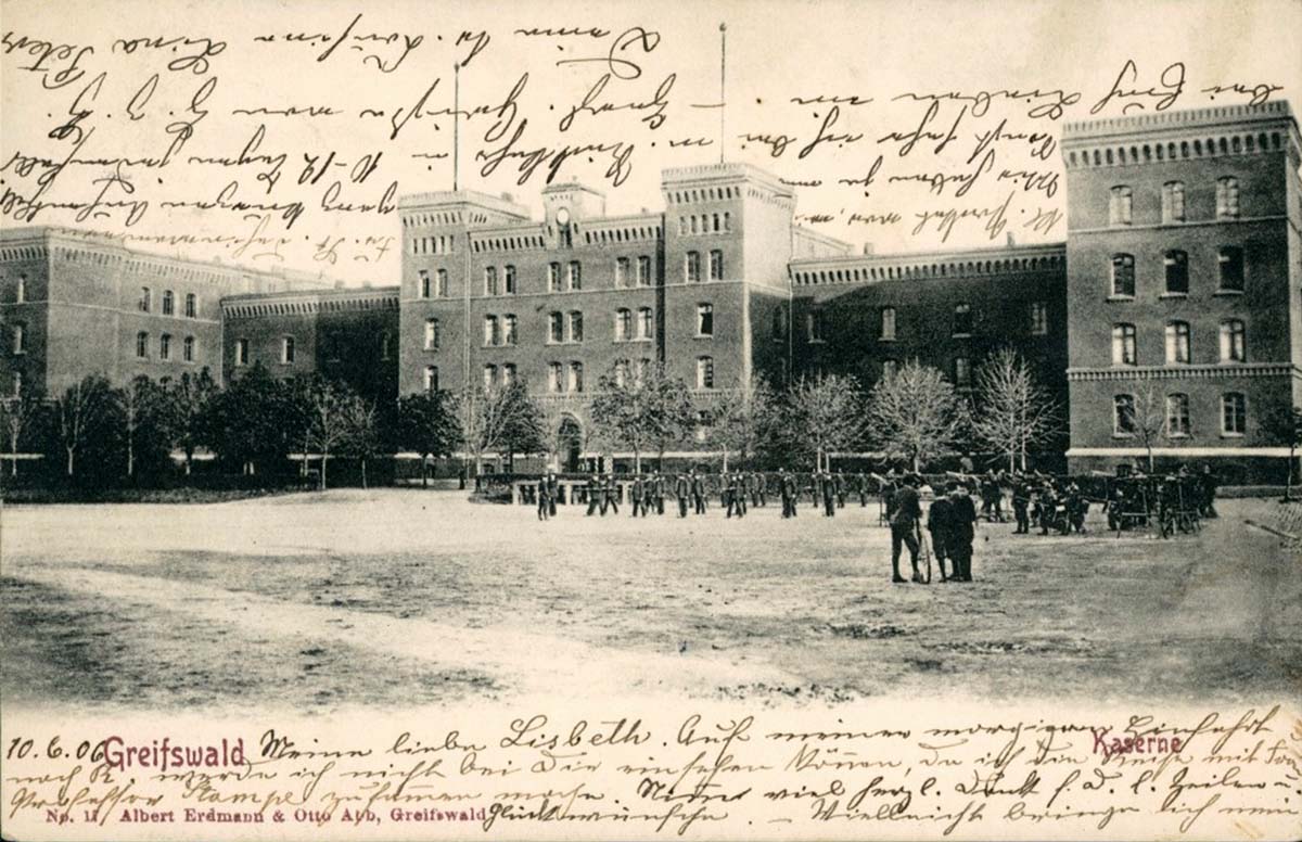 Greifswald. Kaserne, Soldaten, 1906