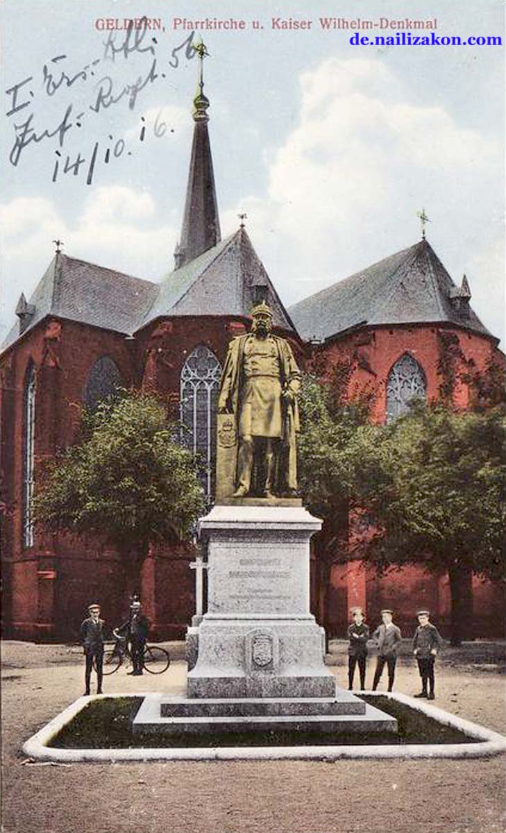 Geldern. Pfarrkirche und Kaiser Wilhelm-Denkmal, 1910