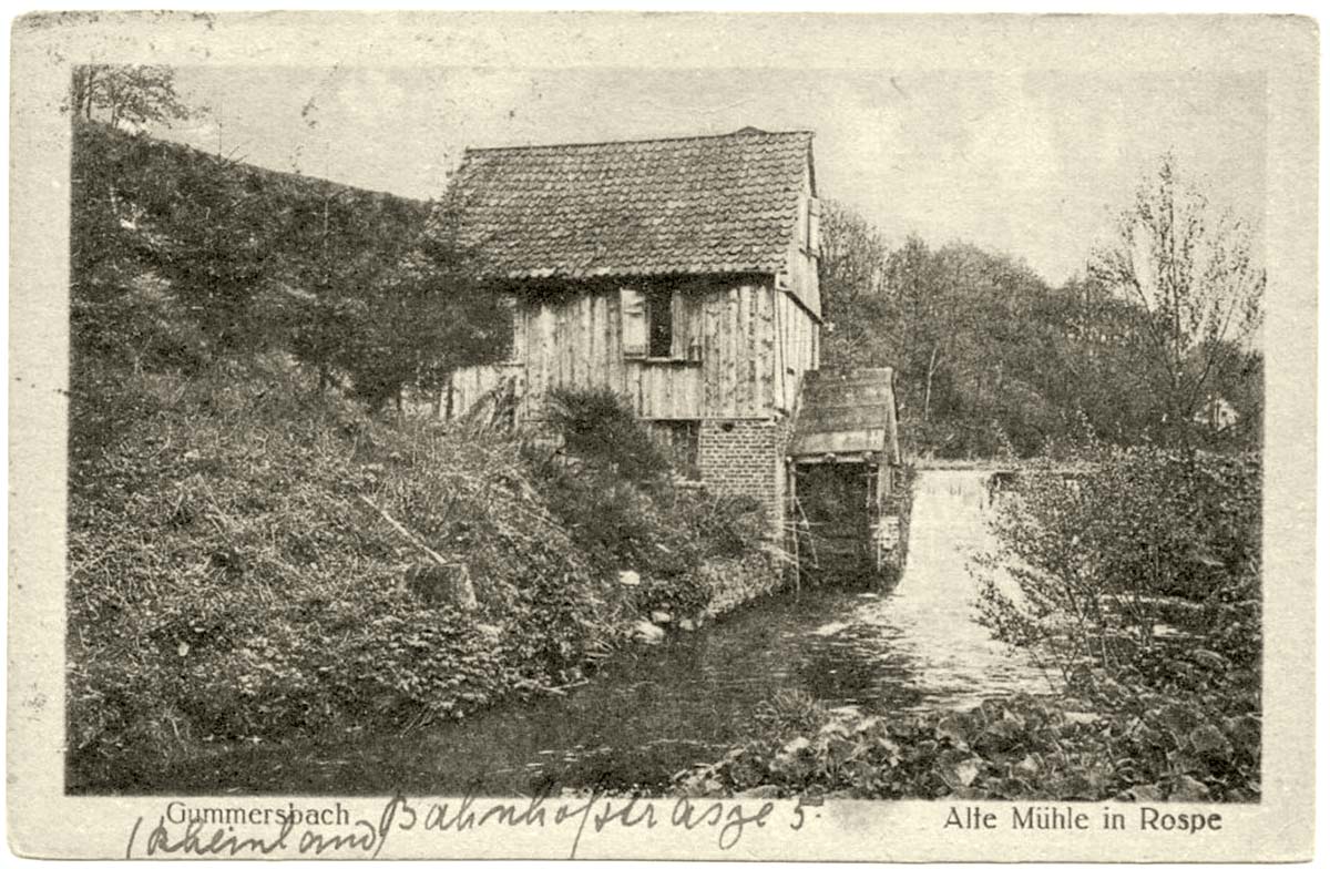 Gummersbach. Alte Wassermühle in Rospe, 1924