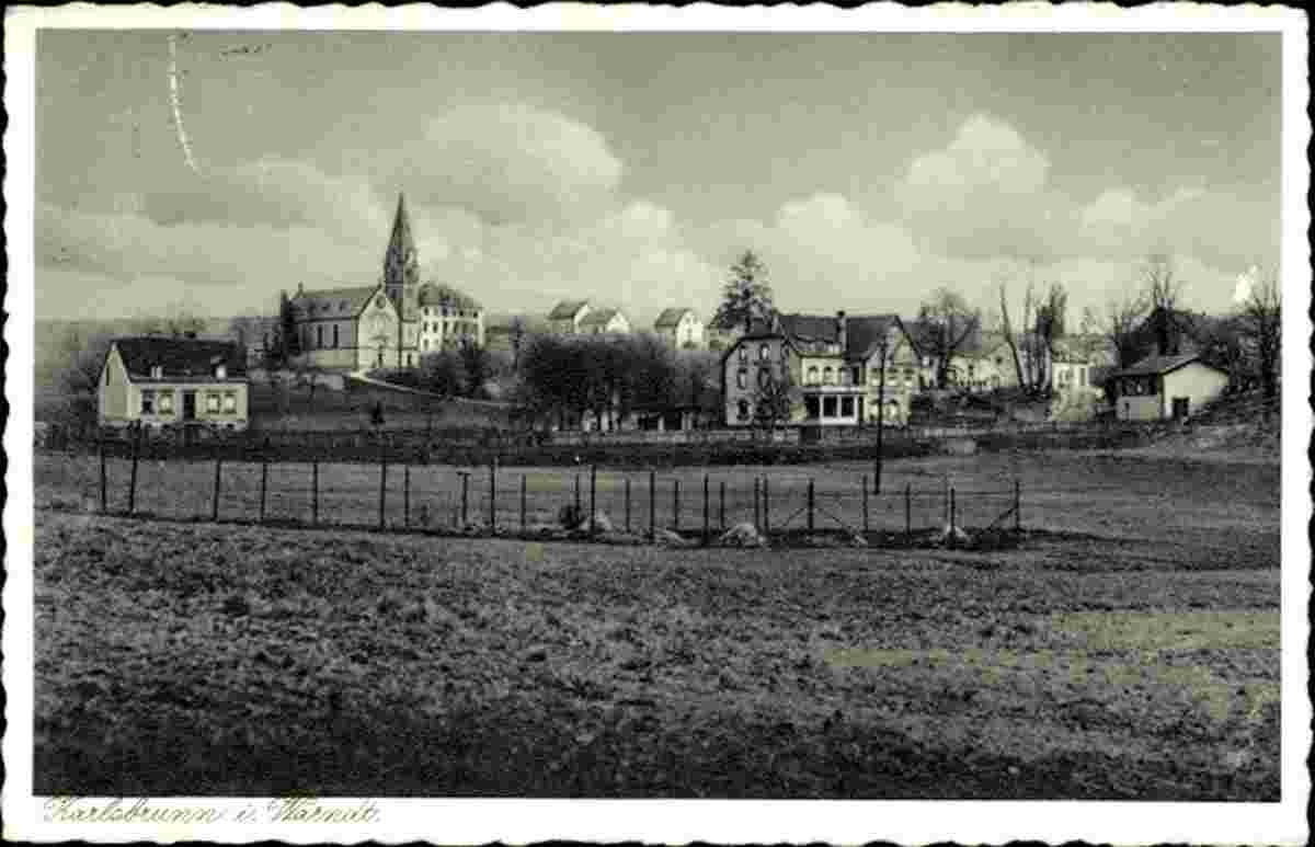 Großrosseln. Karlsbrunn - Blick auf den Ort mit Kirche