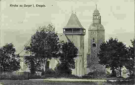 Geyer. Kirche mit Wachturm, 1912