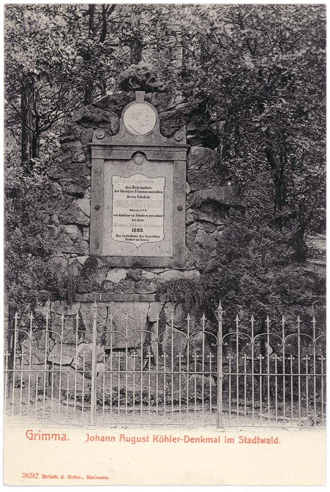 Grimma. Johann-August-Köhler-Denkmal im Stadtwald, 1903