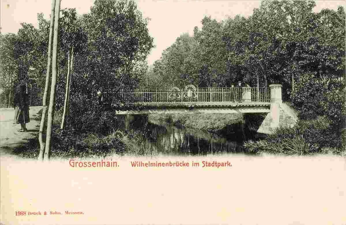 Großenhain. Wilhelminen Brücke im Stadtpark, 1901