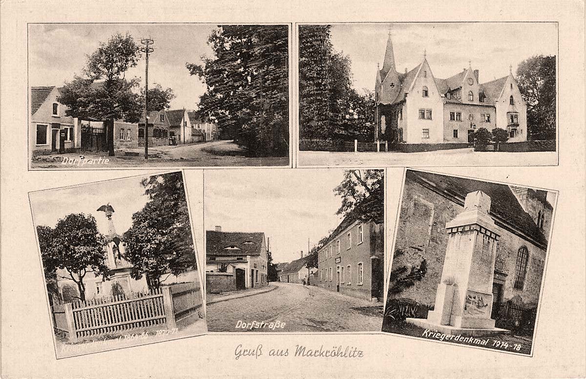 Goseck. Markröhlitz - Blick auf Dorfstraßen, Kriegsdenkmale