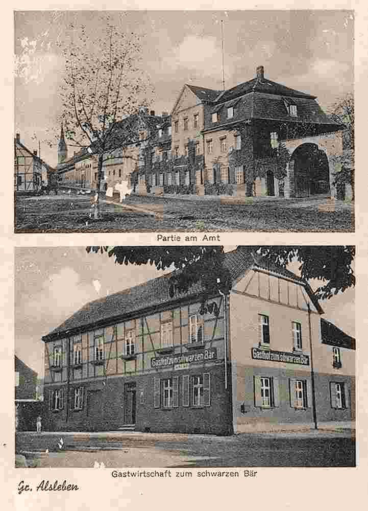 Gröningen. Großalsleben - Amt und Gastwirtschaft zum Schwarzen Bär um 1930