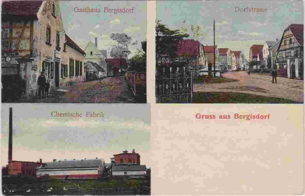 Gutenborn. Bergisdorf - Chemische Fabrik, Gasthaus, Dorfstraße, 1916