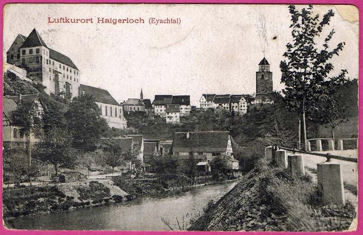 Panorama von Haigerloch und fluss, 1915