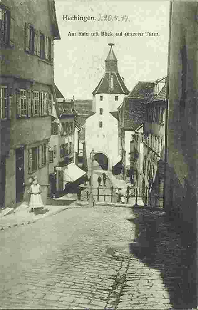Hechingen. Am Rain mit Blick auf unteren Turm, 1914